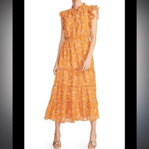 BB Dakota Vibrant Orange Floral Maxi Skirt